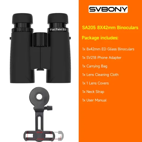 Binoculares Svbony SA205 8X42/10X42 ED, campo plano, profesionales, impermeables IPX7, BAK4, para observación de aves, observación de estrellas, camping, astronomía