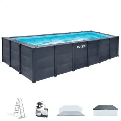 Piscinas desmontables: Piscina desmontable rectangular graphite gray panel 6 metros con depuradora