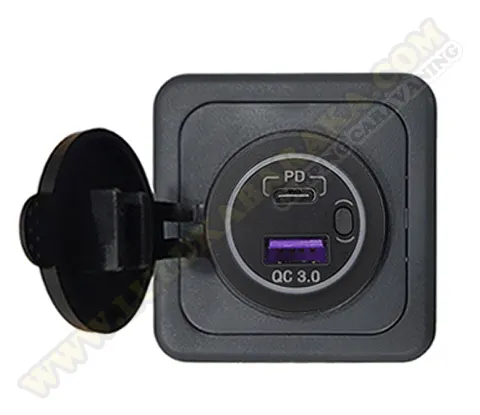 Toma USB 3.0 + conector C con interruptor con marco