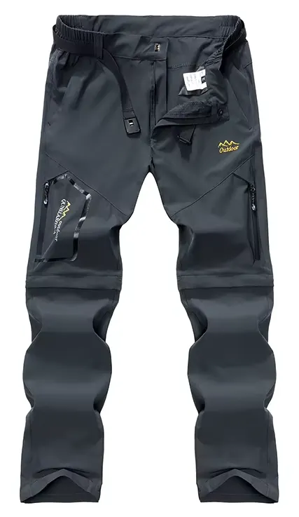 Pantalones convertibles de senderismo para hombre, pantalones de acampada, repelentes al agua, ligeros, de secado rápido, con cremallera, para pesca, trabajo de carga al aire libre, senderismo