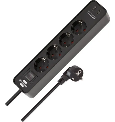 Regleta Brennenstuhl Bremounta con 2 puertos USB-C – Black