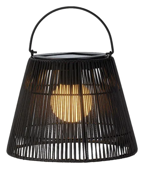 Lumineo Black lámpara solar de mesa de mimbre