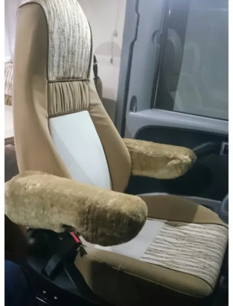 Funda para reposabrazos x2 de lana sintética Beige.