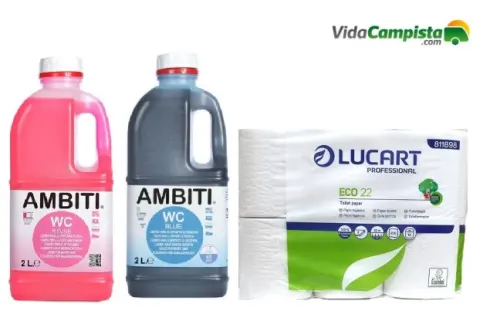 Pack Ambiti rinse 2l + Ambiti Blue 2L + Papel higiénico Lucart