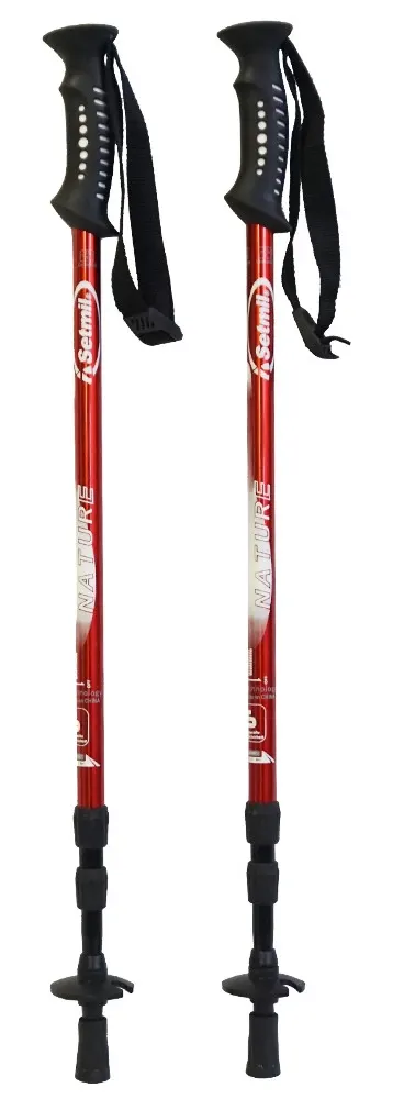 Setmil NATURE Rojos – Bastones telescópicos de trekking con antishock