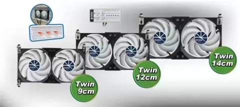 Kit dos ventiladores frigorifico 9cm TITAN sin programador y con rectificador integrado para caravanas, autocaravanas y camper. – Ref. TTC-SC22(A)+