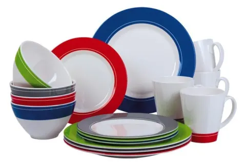 16 Piezas Juego de Vajilla de Melamina, Aptas para el Lavavajillas, Ligero – Perfecto para Camping Acampada, Picnic, Aire Libre, Caravana.