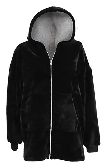 Unique Living Ruby chaleco polar con capucha – Black