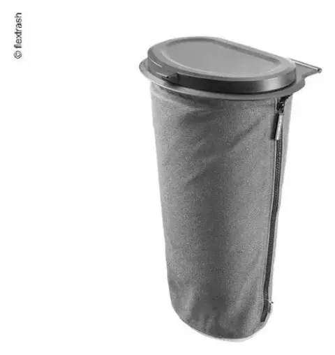 Papelera plegable para basura Flextrash GRIS-NEGRA multifunción 5 litros, camping caravaning . – Ref. 9156296