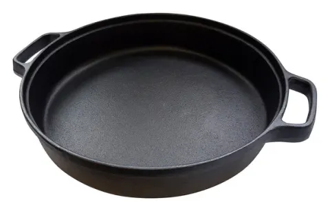 Bandeja de hierro fundido con óxido de la parrilla