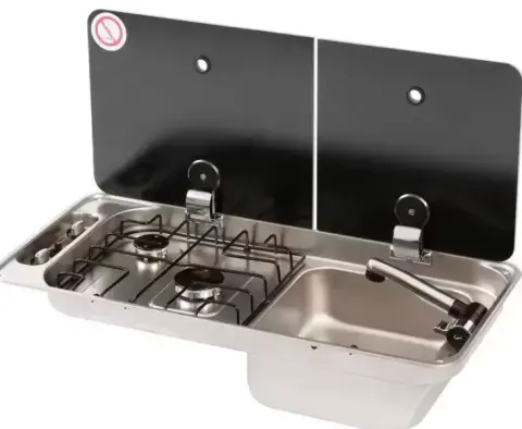 Cocina 2 fuegos y fregadero Can FL1401 para caravanas, autocaravanas y camper. – Ref. 70545