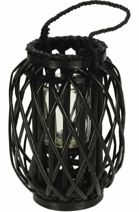 H & S Decoration linterna de ratán Ø 23 x 30 cm – Black