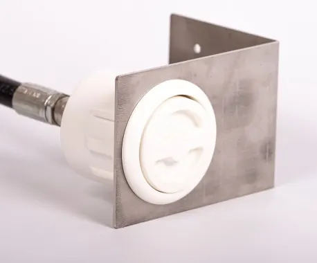 Conjunto toma carga de GPL Gaslow blanca con soporte de acero inox