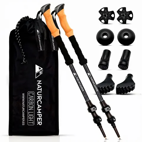 Bastones de Senderismo, Trekking, telescópicos NATURCAMPER Carbon Light