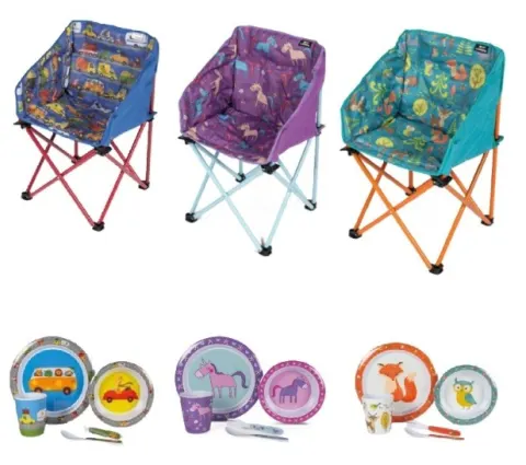 Pack silla infantil con vajilla Kampa. Dometic