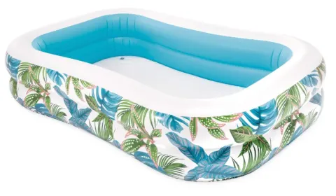 Piscina hinchable tropical con estampado de hojas y tapón de desagüe