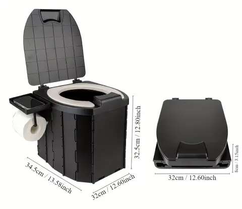 Inodoro plegable para exteriores, inodoro portátil antiolor, caja de almacenamiento, autoconducción, viaje, emergencia