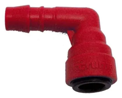 Conexión en ángulo rojo para manguera de agua 10mm