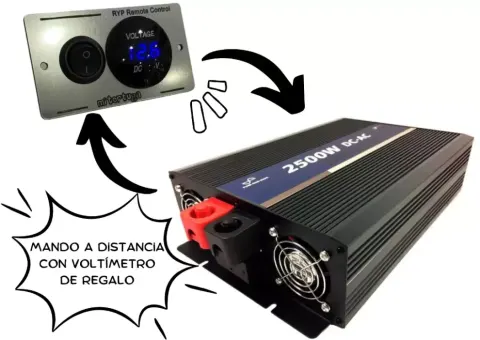 Inversor de corriente Onda Pura 2500W, 230V, 12V para caravanas, autocaravanas, camper y 4×4 overland. – Ref. RYP2500-12V