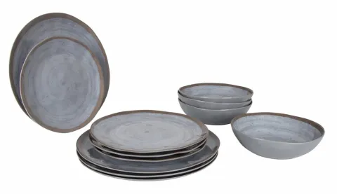 Vajilla de melamina Halo Gris y Terra – 12 piezas BO-CAMP