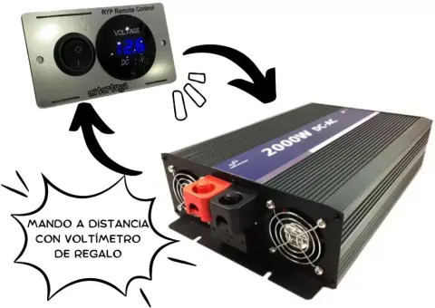 Inversor de corriente Onda Pura 2000W, 230V, 12V para caravanas, autocaravanas, camper y 4×4 overland. – Ref. RYP2000-12V
