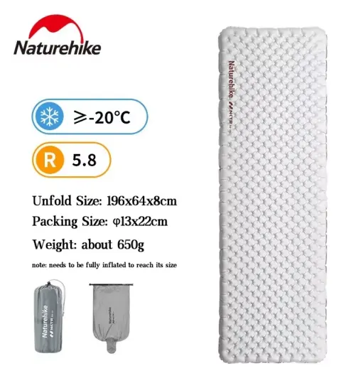 Naturehike-alfombrilla de Camping 3,2/5,8/8,8, colchón inflable cálido ultraligero de alto valor R, esteras inflables plegables portátiles para exteriores