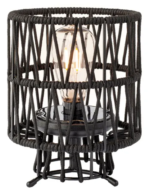Lumineo Black lámpara solar de mesa de mimbre