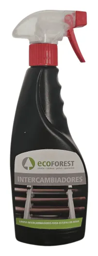 Spray limpieza intercambiadores de calor Ecoforest estufas pellets
