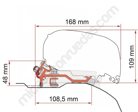 Adaptador de toldo FIAMMA F80 para FIAT Ducato CITRÖEN Jumper PEUGEOT Boxer H2-L4 + 2006 (Perfil bajo)