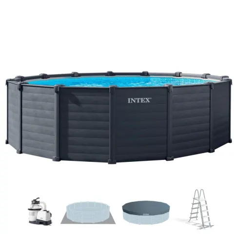 Piscina desmontable redonda graphite gray panel 5 metros con depuradora