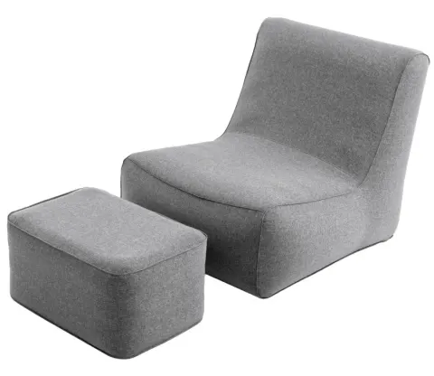 Sillón hinchable con reposapiés gris