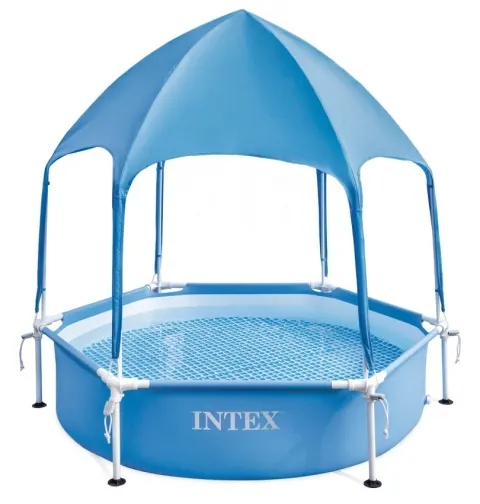 Piscina desmontable hexagonal canopy metal frame 700 litros con toldo desmontable