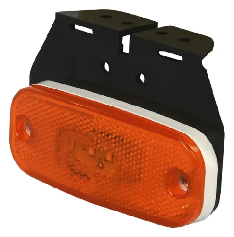 Luz de posición lateral LED naranja con soporte.