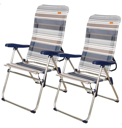 Pack ahorro 2 sillas playa azul y blanco 47x66x108 cm