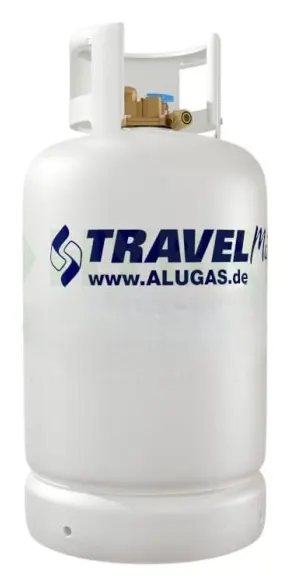 Botella de gas Travel de aluminio GLP recargable 11KG con multiválvula (DE)