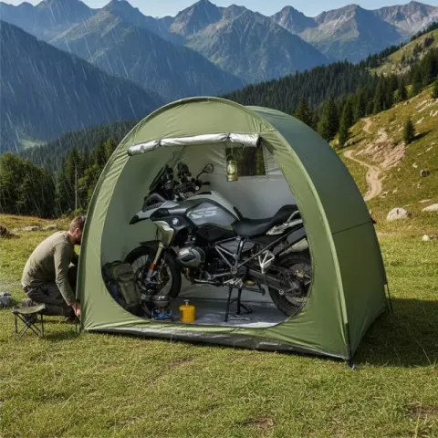 1 Tienda de Almacenamiento para Bicicletas, Caseta Robusta en Forma de Domo para 2 Bicicletas, Garaje Plegable Portátil para Uso en Patio Exterior.