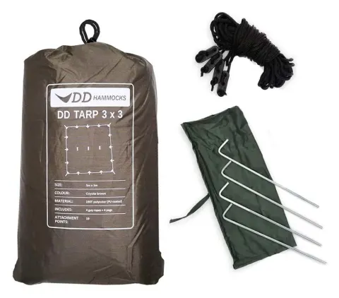 DD Hammocks Tarp 3×3 marrón coyote – Toldo Bushcraft