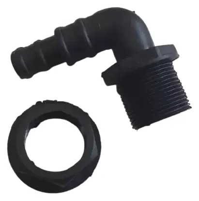 Conector para bombas y  depósitos de agua con rosca, salida en curva de 90º para caravanas, autocaravanas y camper. – Ref. 65-162940