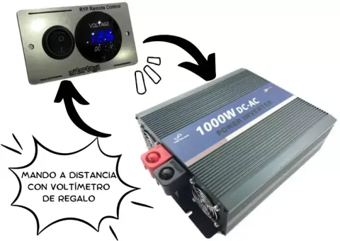 Inversor de corriente Onda Pura 1000W, 230V, 12V para caravanas, autocaravanas, camper y 4×4 overland. – Ref. RYP1000-12V
