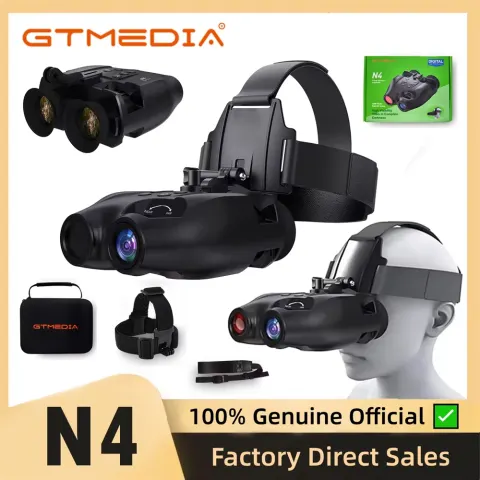 Binoculares de visión nocturna GTMEDIA N4 HD, gafas de visión nocturna infrarroja, alcance de 300 m en oscuridad total, uso diurno/nocturno para caza, fotos y videos.