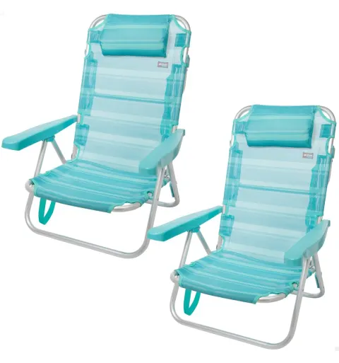 Pack ahorro 2 sillas playa turquesa 48x46x84 cm
