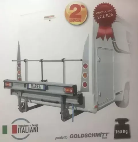 Porta motos GOLDSCHMITT MAREA PLEGABLE CON EXTENSION PARA CHASIS ALKO  para autocaravana. – Ref. X010-2-ALKO