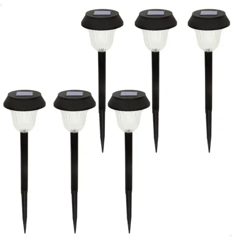 Set 6 focos solares exterior LED con baliza
