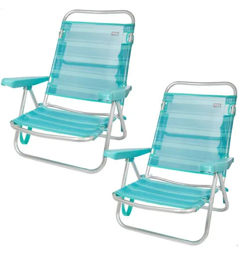 Pack ahorro 2 sillas playa turquesa 47x48x80 cm