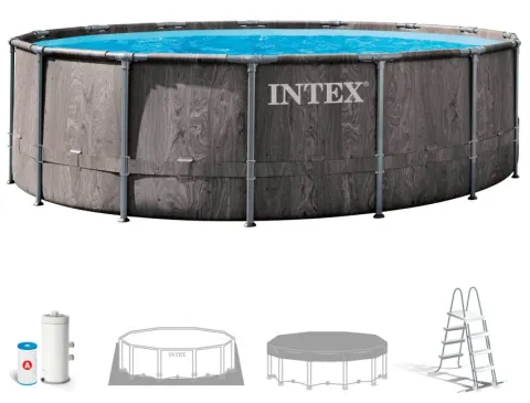 Piscina desmontable intex prism frame greywood 4,6 metros + depuradora