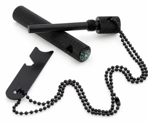 Herramienta portátil para encender fuego con brújula y cubierta protectora, llavero, equipo de emergencia para supervivencia, equipo para acampar, hacer senderismo y aventuras al aire libre.