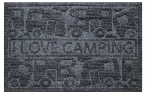 Felpudo KERA KAMP 40x60cm Gris PP Goma Motivo Autocaravana y Caravana