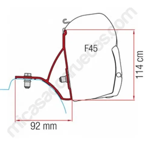 Adaptador toldo FIAMMA F45 y F70 para RENAULT Trafic/ OPEL Vivaro/ NISSAN NV 300 y FIAT Talento + 2014