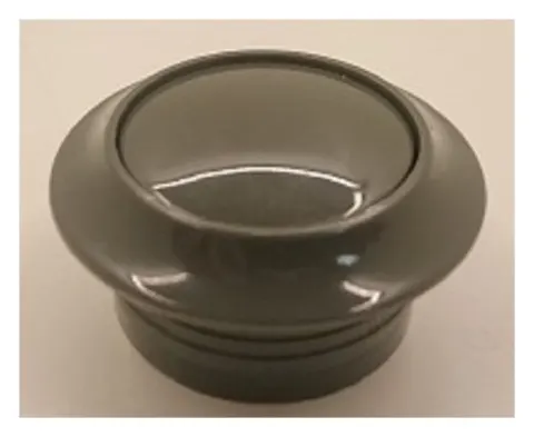 Botón con roseta para cerradura cajetín de mueble gris 16 mm