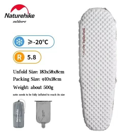 Naturehike-alfombrilla de Camping 3,2/5,8/8,8, colchón inflable cálido ultraligero de alto valor R, esteras inflables plegables portátiles para exteriores